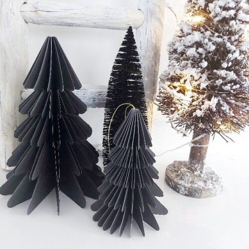 kerstboompjes papier zwart